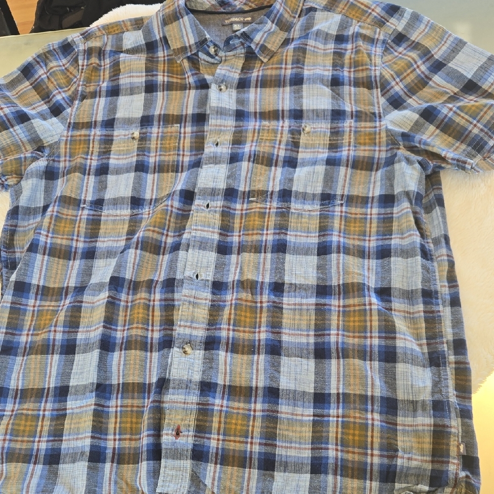 Toad&Co Blue and Yellow Plaid Casual Shirt